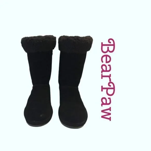 BearPaw Marissa Black Suede Short Boot Sz 8 - Picture 1 of 9